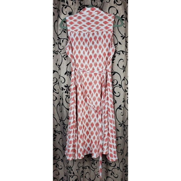 Dip Womens Size Medium Sleveless Button Up Long Belted Summer Dress White Coral - Picture 2 of 6